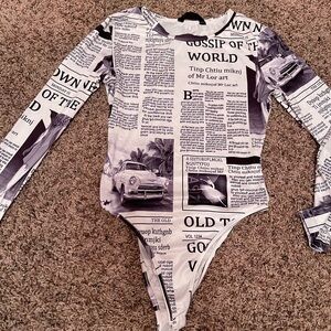Newspaper print bodysuit